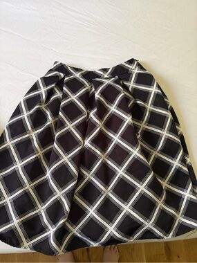 Express Black and White Checked Full A-Line Skirt